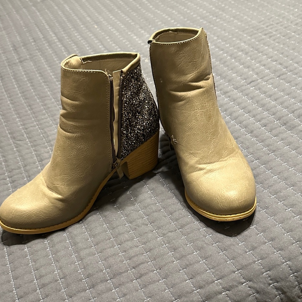 Stylish Gray and Glitter Ankle Boots